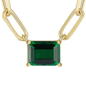 Glaze Jewelry 14k Over Silver Cz Necklace - Green