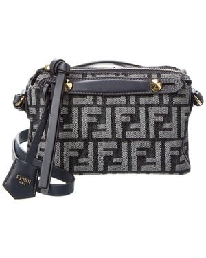 Fendi By The Way Soft Mini Ff Denim & Leather Satchel - Black