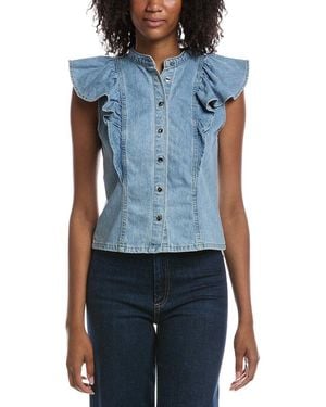 Current/Elliott Mandarin Collar Vest - Blue
