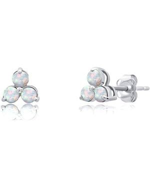 MaxColor 14K 0.20 Ct. Tw. Lab-Grown Opal Studs - Metallic