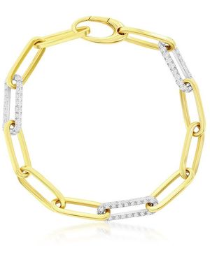 Jewels by Viomo 14k Two-tone 1.56 Ct. Tw. Diamond Paperclip Bracelet - Metallic