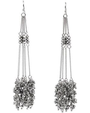 Saachi Cluster Drop Chain Earrings - White