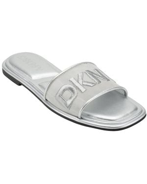 DKNY Badin Logo Flat Slide - White