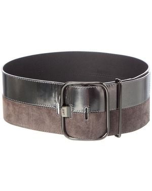 Roger Vivier Leather & Suede Belt - Black
