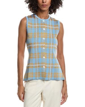 Lela Rose Jacquard Plaid Top - Blue