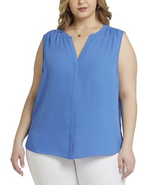 NYDJ Plus Sleeveless Pintuck Blouse - Blue