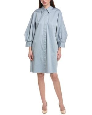 Lafayette 148 New York Lantern Sleeve Shirtdress - Blue