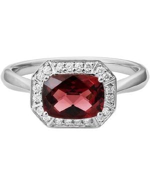 Diamond Select Cuts 14K Diamond .14 Ct. & 1.70 Ct Garnet Ring - White