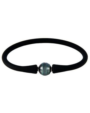 Splendid Rhodium Plated 10-11mm Tahitian Pearl Bracelet - Black