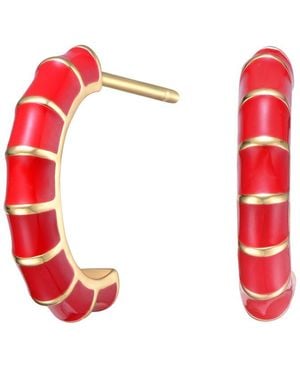 Rachel Glauber 14k Plated Hoops - Red