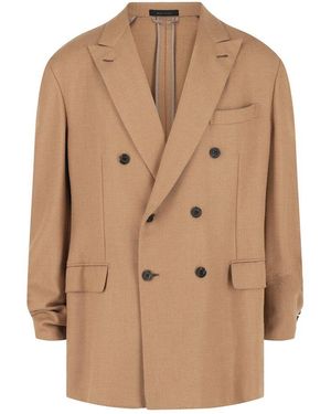 Brioni Double-Breasted Cashmere Blazer - Natural