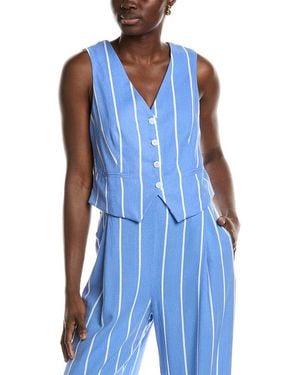 NVLT Linen-Blend Vest - Blue
