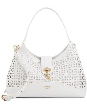 Dune Delaser M Medium Laser Cut Shoulder Bag - White