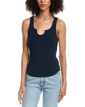 Project Social T Constanza Heathered Notch Neck Rib Tank Top - Blue