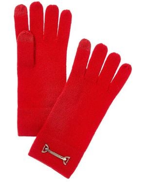 Bruno Magli Horsebit Knit Cashmere Gloves - Red