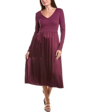 Michael Stars Sutton Mixed Media Midi Dress - Red