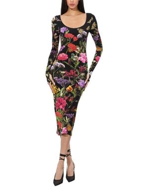 Alice + Olivia Delora Scoop Neck Midi Dress - Red