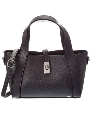 Italian Leather Gaia Leather Top Handle Bag - Black