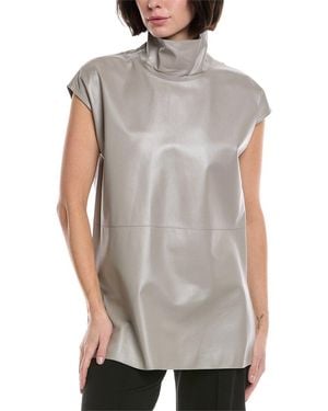 Akris Leather Top - Grey