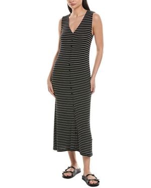 Rag & Bone The Knit Stripe Button Tank Maxi Dress - Black