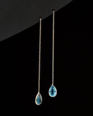 Italian Gold 14k Threader Earrings - Black