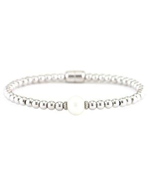 Pearls 0.05 Ct. Tw. Diamond Pearl Bangle Bracelet - White