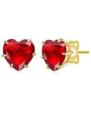 Rachel Glauber 14K Plated Cz Stud Earrings - Red