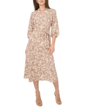 Vince Camuto Midi Dress With Belt - Natural