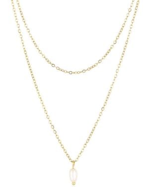 Adornia 18K Plated Stainless Steel 6.2Mmx4.2Mm Pearl Necklace - White