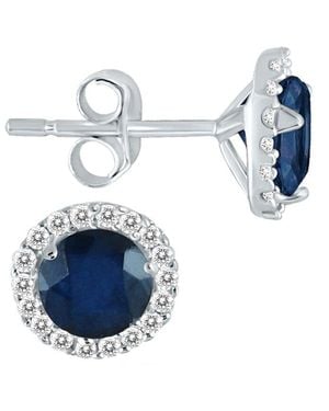 Gemstones 14k 1.14 Ct. Tw. Diamond & Sapphire Earrings - Blue