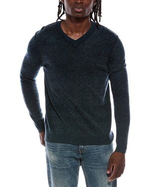 Autumn Cashmere Inked V-Neck 100% Cashmere Jumper - Blue