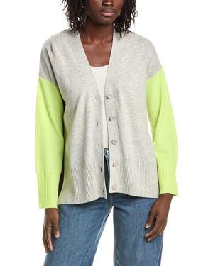 Isla Charlie Longline Colourblock Cashmere Cardigan - Green