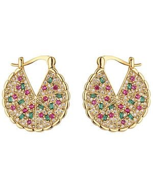 Eye Candy LA Cz Pizza To My Heart Loop Earrings - Metallic