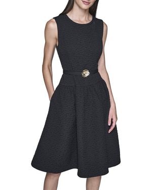 KARL LAGERFELD Floral Stretch Jacquard Dress - Black