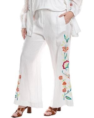 Johnny Was Plus Averi Linen Wide Leg Pant - White