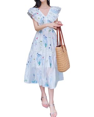 BURRYCO Short Sleeve Midi Dress - Blue