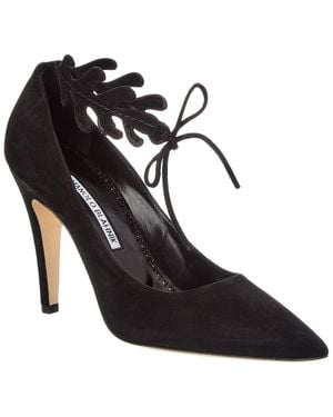 Manolo Blahnik Florettehi 105 Suede Pump - Black