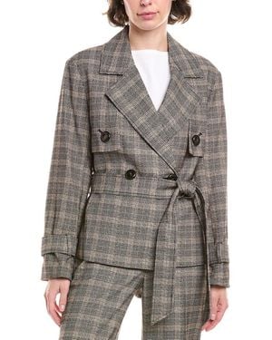 Anne Klein Belted Trench Jacket - Grey