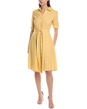 Sharagano Short Sleeve Shirtdress - Yellow