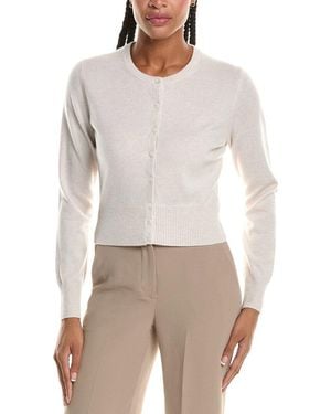 N.Peal Cashmere Ivy Cropped 100% Cashmere Cardigan - White