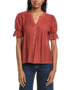 Nanette Lepore Eyelet Sleeve Blouse - Red