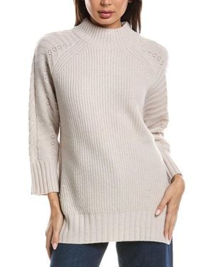 Forte Luxe Cable Mock Neck 100% Cashmere Jumper - White