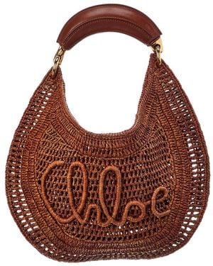 Chloé Summer Banana Raffia & Leather Hobo Bag - Brown