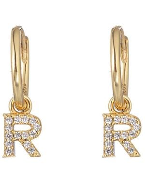 Eye Candy LA Luxe Collection Silver Cz Initial Huggie Earrings (a-z) - Metallic