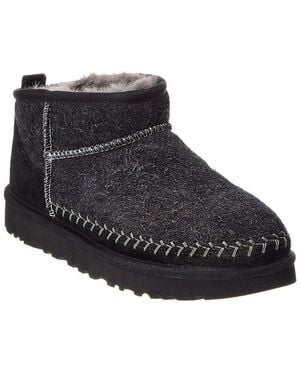 UGG W Classic Ultra Mini Biarritz Suede Bootie - Black