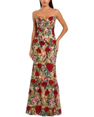 Mac Duggal Floral Embroidered Off The Shoulder Gown