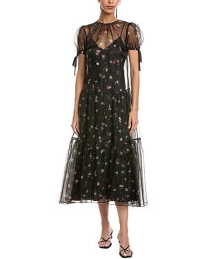 Cinq À Sept Tumbling Carnation Kaida Silk Midi Dress - Green