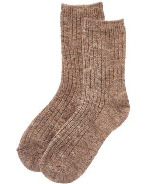 High Heel Jungle Flecked Flush Knit Wool-Blend Socks - Brown