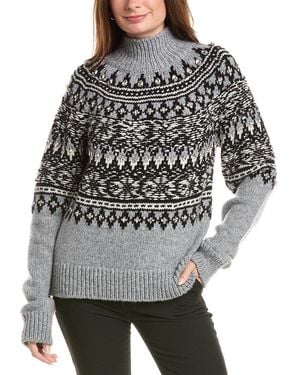Oscar de la Renta Fairisle Floats Wool-Blend Turtleneck Jumper - Grey