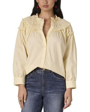 Wit & Wisdom 3/4 Blouson Sleeve Smocked Yoke Top - Natural